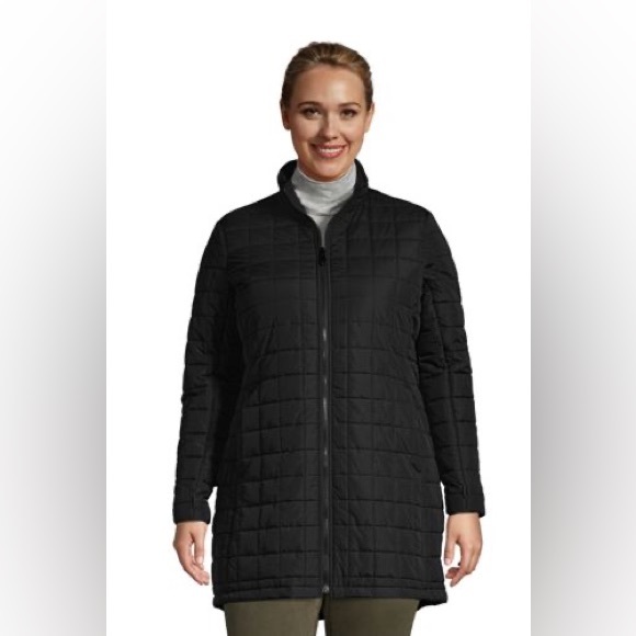 LANDS END Upscale Elegant Black Long Zip Up Jacket